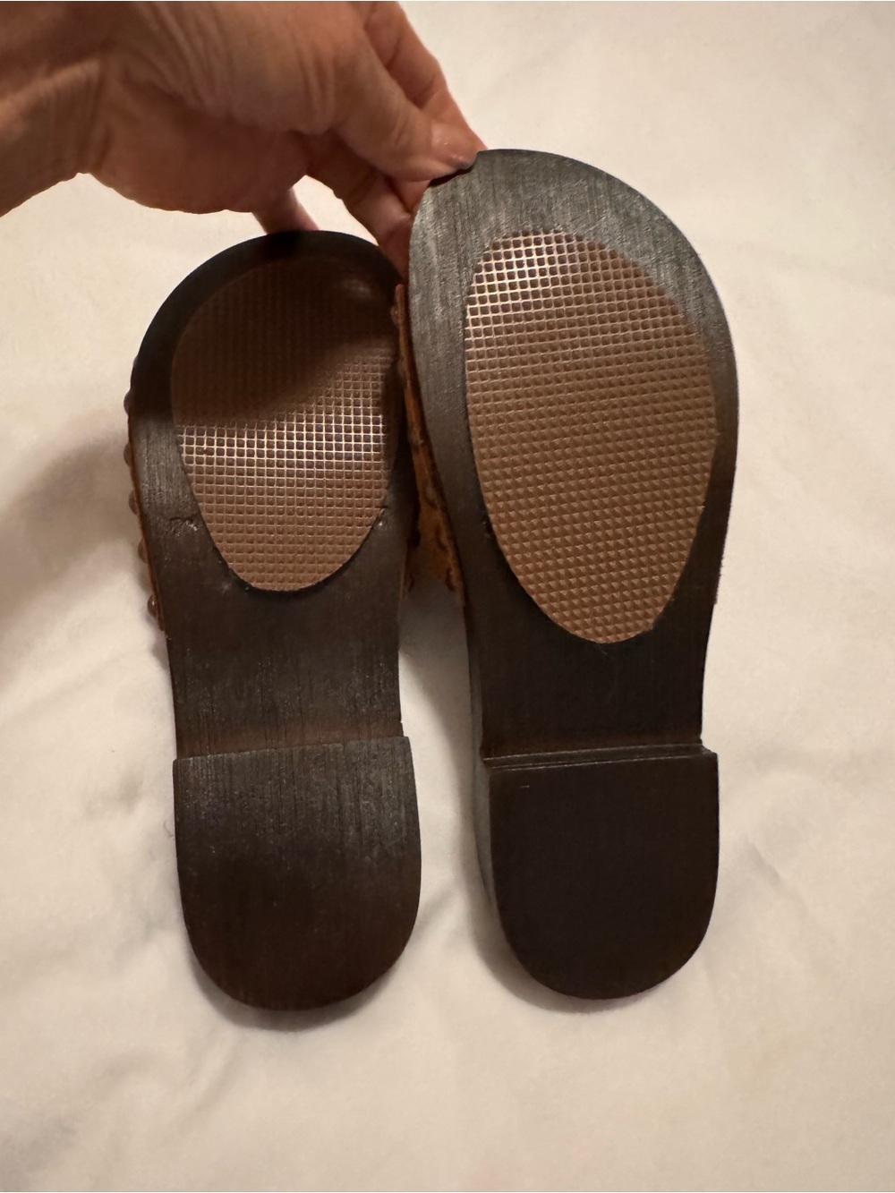 Steve Madden Cognac Suede Slide Sandals - Picture 4 of 5